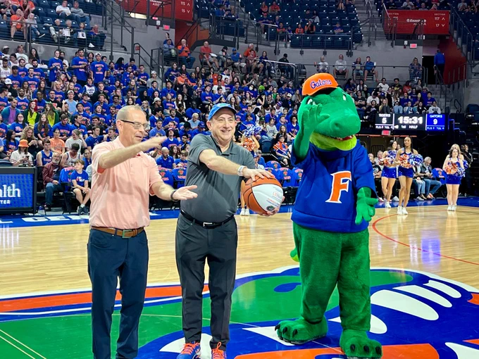 Dr. Licht is recognized on court at the Florida Gators men's basketball game.