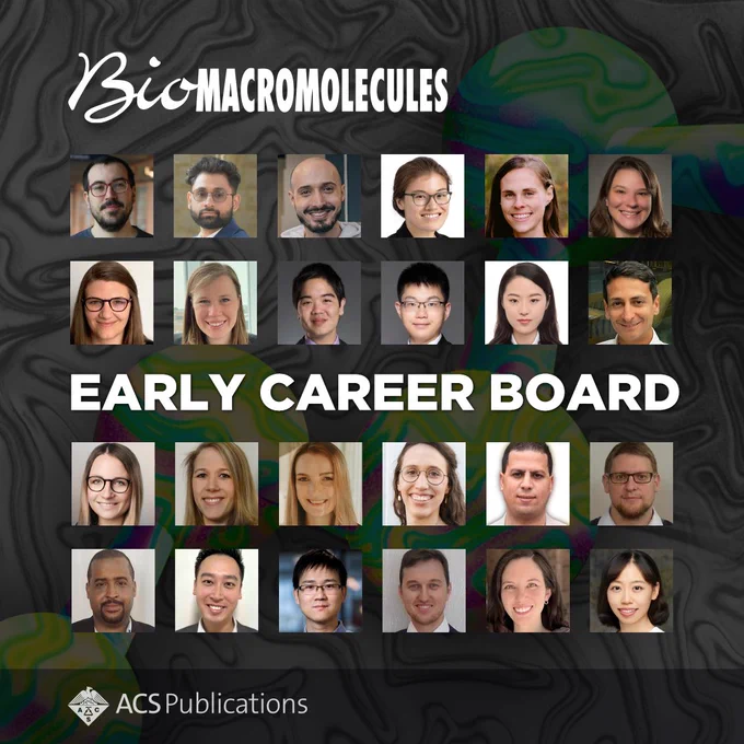 Biomacromolecules Early Career Board - photos of the 24 members in a grid