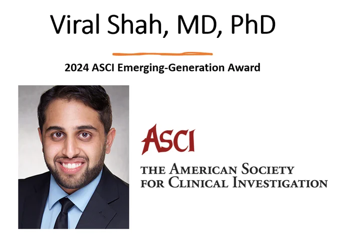 Viral Shah, MD, PhD
2024 ASCI Emerging-Generation Award
ASCI
The American Society for Clinical Investigation
A headshot photo of Dr. Shah is on the left.