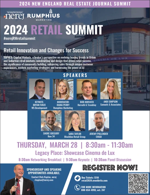graphic of speakers for a Boston area Retail Summit