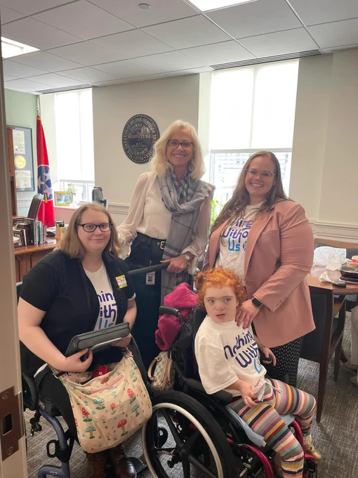 Advocates Courtney, Michelle, and Asher with Representative Alexander
