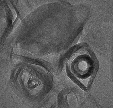 Transmission electron microscopy image of a cross section of some halloysite nanotubes