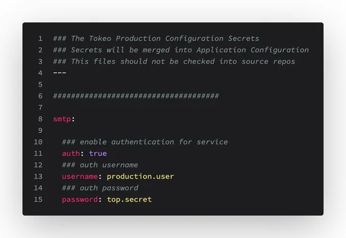 secrets to use when running production environment