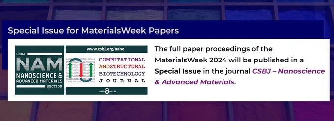 Screengrab of the www.materials-week.org website, advertising the collaboration with the journal CSBJ – Nanoscience & Advanced Materials.
