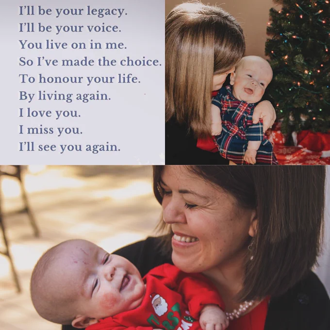 Poem in caption alongside two photos of Becky and Jackson smiling