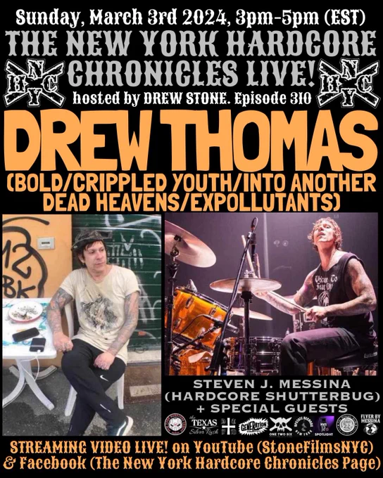 Drew Thomas interview LIVE on The New York Hardcore Chronicles