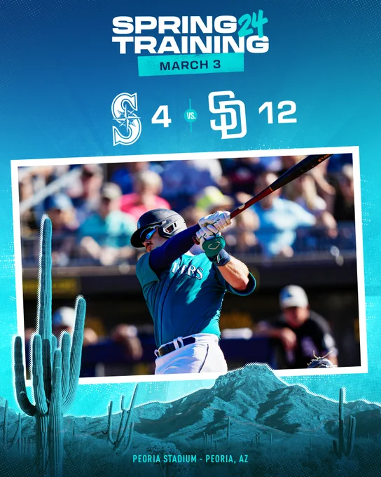 FINAL.

Padres 12, Mariners 5. 

Peoria Stadium - Peoria, AZ