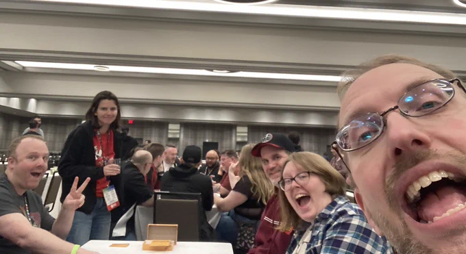 Badly shot wide shot of Shawn playing smug owls with people!