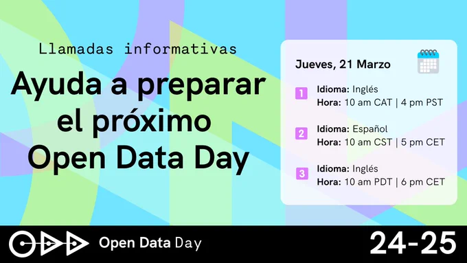 #LATAM |

🌎📊 Comunidad datera...

✨ ¡Atento llamado para dar forma al próximo #OpenDataDay! ✨

🎉 ¡Elige la hora/idioma de tu preferencia e inscríbete para que siga la fiesta junto a @OKFN! 🎉

1️⃣ https://bit.ly/0DD3N01

2️⃣ https://bit.ly/0DD3502

3️⃣ https://bit.ly/0DD3N03