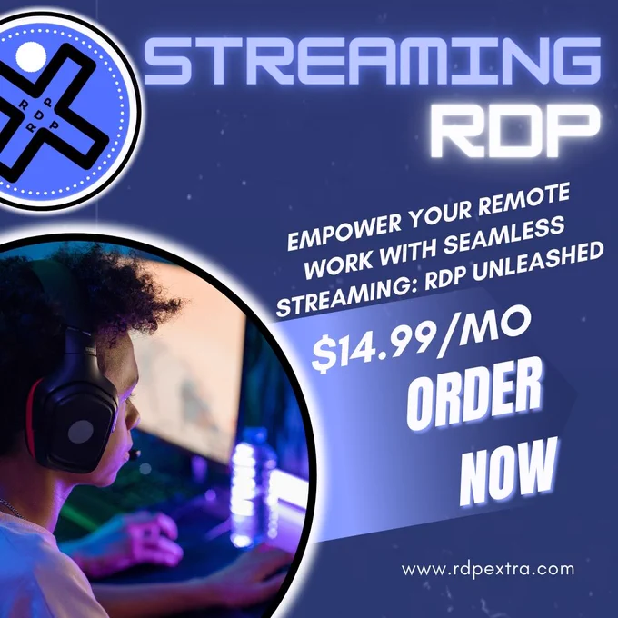 Experience seamless remote work with RDP Extra's cutting-edge streaming RDP service! Elevate your productivity with high-quality streaming, robust security, and 24/7 expert support. Say goodbye to delays and hello to smooth workflows. Transform your remote work experience today! #RemoteWork #StreamingRDP #RDPExtra