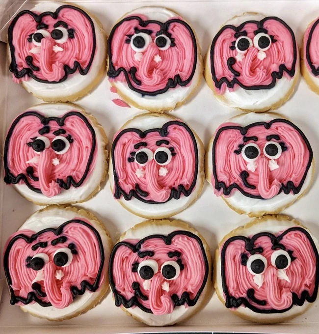 Eileen's Colossal Cookies made cookies with our Specialist in Poison Prevention and mascot Pinky on them! Delicious 