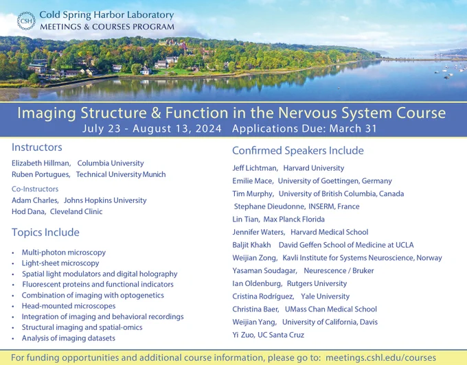 Apply to Imaging Structure and Function in the Nervous System at Cold Spring Harbor Labs. https://rb.gy/026qb5