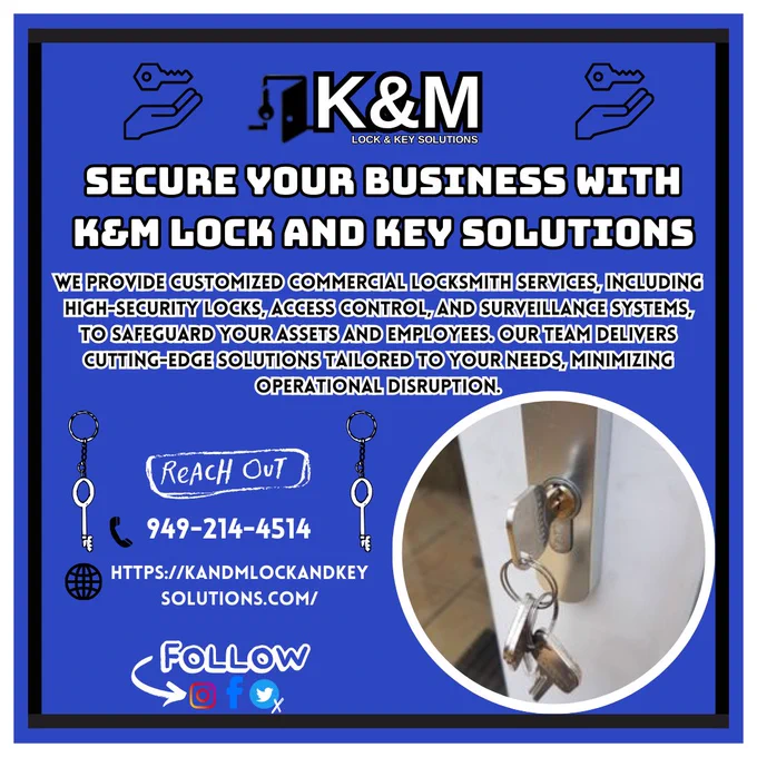 👇 | Contact us at:
☎ | 949-214-4514
🌐 | Visit https://kandmlockandkeysolutions.com/