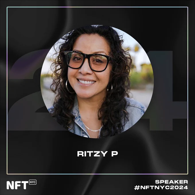 Ritzy P’s NFT.NYC speaker graphic. Marisa Estrada Rivera