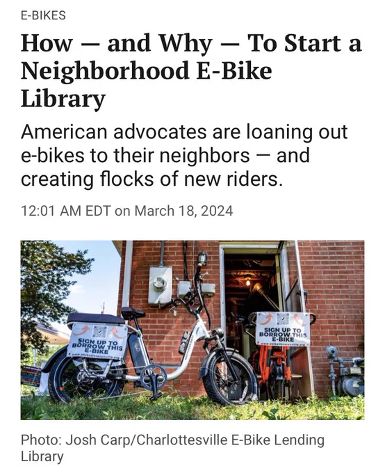 How — and Why — To Start a Neighborhood E-Bike Library
American advocates are loaning out e-bikes to their neighbors — and creating flocks of new riders.