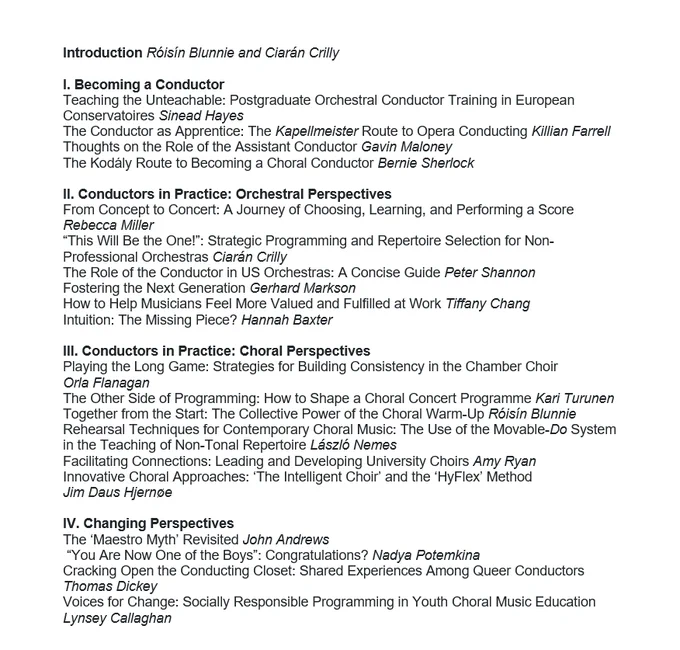 The book's table of contents