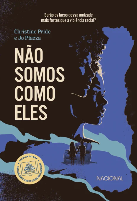 Capa do livro. Na parte superior, ilustração em preto do rosto de uma mulher negra e uma mulher branca. As duas olham para o lado, com semblante sério. Abaixo, as duas estão de costas, observando um sofá.