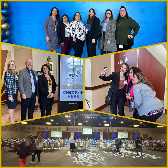 ECE team photo, Dr. Perez with assistant Deborah and RCBE member Bruce Dennis. Large shot of ballroom.