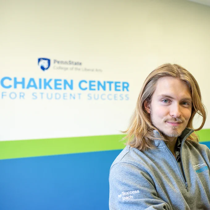 Victor Frolenko in the Chaiken Center for Student Success in Sparks Building at Penn State University Park.