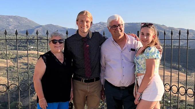 Victor Frolenko (second from left) with his host family in Ronda, Spain.