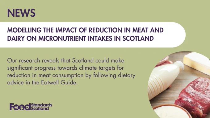 Modelling the impact of reduction in meat and dairy on micronutrient intakes in Scotland.

Our research reveals that Scotland could make significant progress towards climate targets for reduction in meat consumption by following dietary advice in the Eatwell Guide.