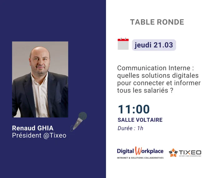 Table ronde avec Tixeo au salon Digital Workplace 2024
