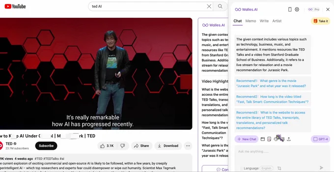 Walles.Ai supports automatically parses YouTube video content.