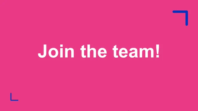 white text on a pink background that says 'Join the team!'