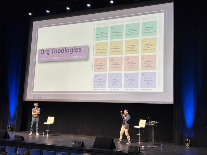 Those 2 speakers in front of the slide named « org topologies »