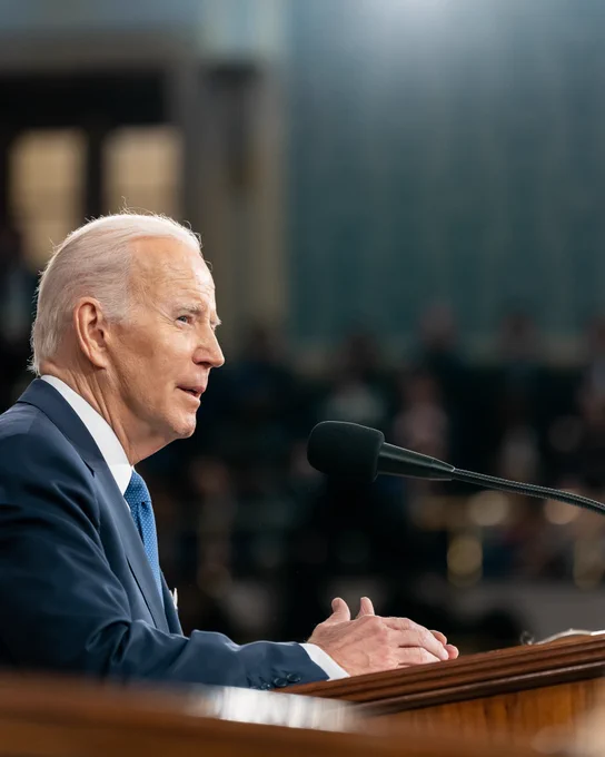 President Biden delivers his second State of the Union Address on February 7, 2023, on the House floor of the U.S. Capitol in Washington, D.C. 