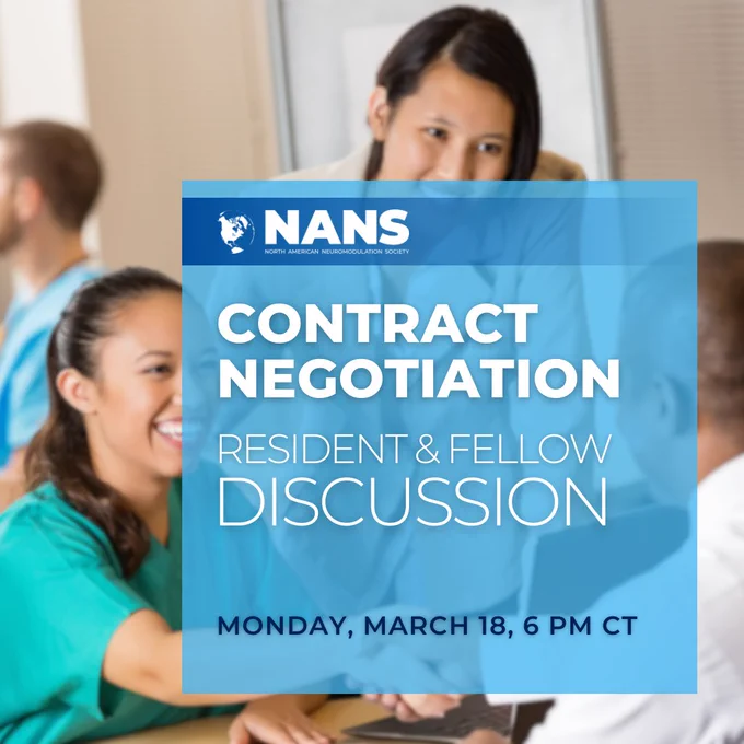 NANS logo
Contract Negotiation

Resident & Fellow 
Discussion

Monday, March 18, 6 PM Central Time
