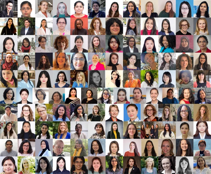 collage of women researchers featured in the collection