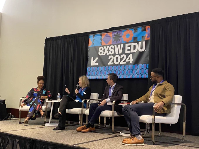 Four speakers on the SXSW EDU 2024 stage.