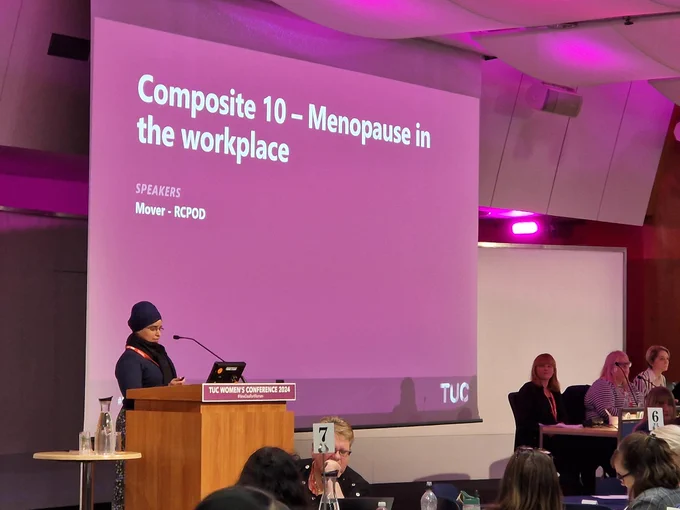 Gursharan speaking on menopause at TUC Womens Conference 