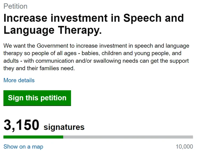 Screenshot of the #InvestInSLT petition.