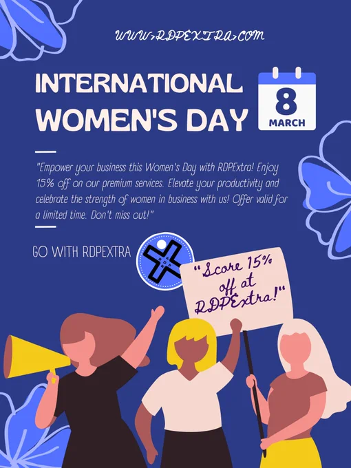 Empower your biz this #WomensDay with RDPExtra! 💼 Enjoy 15% off premium services. Elevate productivity & celebrate women's strength in business! 💪 Limited time offer. Don't miss out! 
"Score 15% off at RDPExtra!"
"Empower your business this Women's Day with RDPExtra! Enjoy 15% off on our premium services. Elevate your productivity and celebrate the strength of women in business with us! Offer valid for a limited time. Don't miss out!"