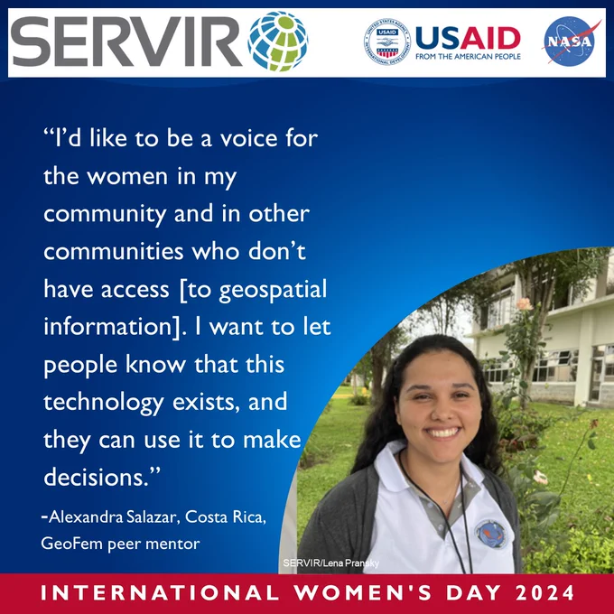 I'd like to be a voice for the women in my community and in other communities who don't have access to geospatial information. I want to let people know that this technology exists, and they can use it to make decisions. 