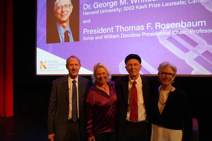 From left to right: Thomas F. Rosenbaum, Julia R. Greer, George Whitesides, Cynthia Friend