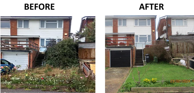 Property before it had been tidied and after.