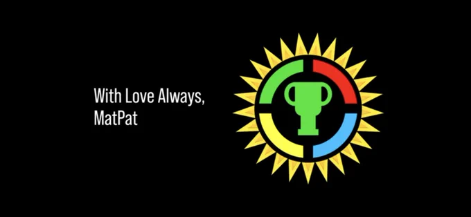 Text: With Love Always, MatPat beside a completed Theorist logo