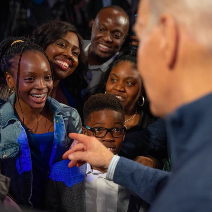 President Biden with supporters at a campaign rally