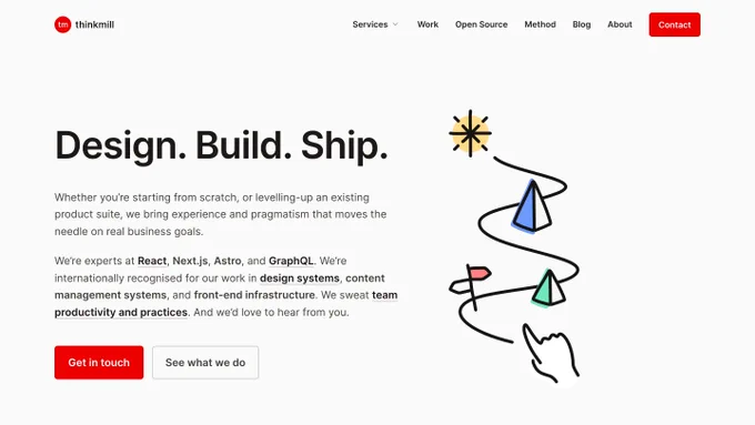 Thinkmillのウェブサイトトップページのスクリーンショット画像