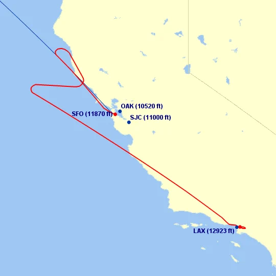 United 35 San Francisco to Osaka ... via Los Angeles
