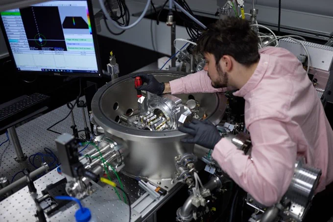 A scientist working on the Artemis laser. 