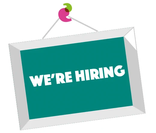 'We're hiring' Sign with Healthwatch speech marks. 