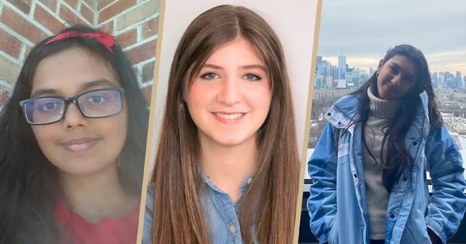 3 smiling female teen writers