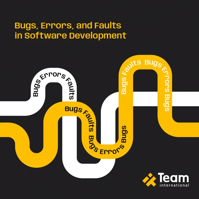 IN the image there are a white curve line and a yellow curve line, every line has a title  that repeats along all the image, it says Bugs Faluts Bug Errors