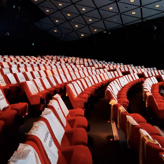 Cinema seats in the auditorium.  
