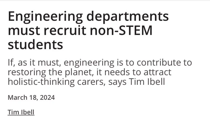 Engineering departments must recruit non stem students