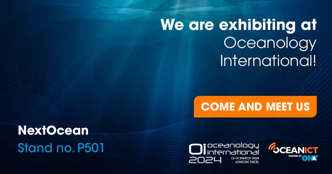 Banner showing NextOcean exhibiting at Stand P501 at Oceanology International